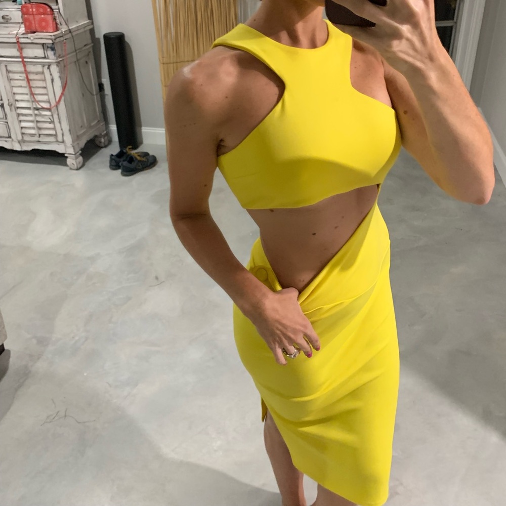 ASOS yellow cut out midi dress Size 8